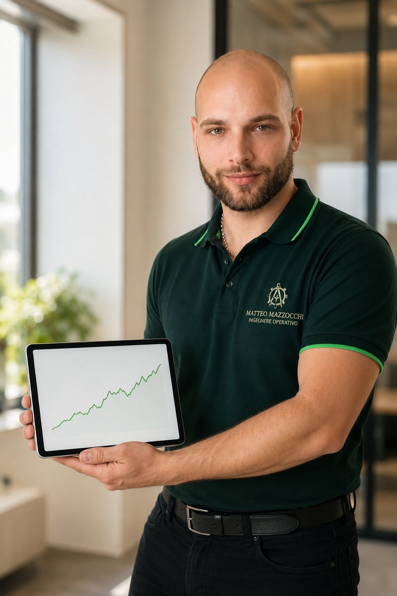 Matteo Mazzocchi mostra i risultati su un tablet