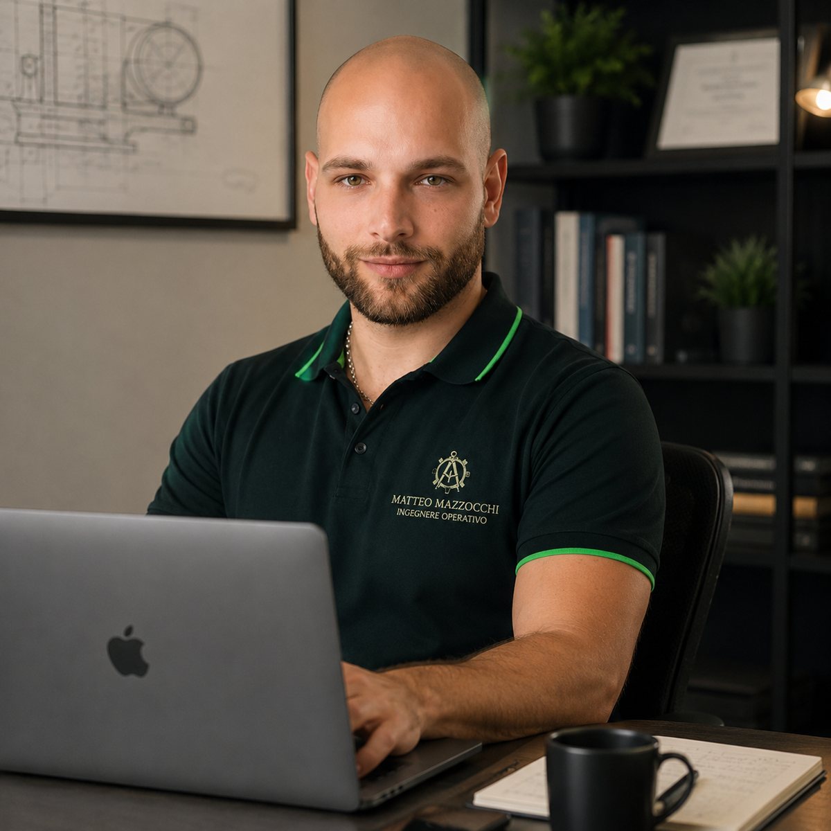 Matteo Mazzocchi al lavoro alla scrivania